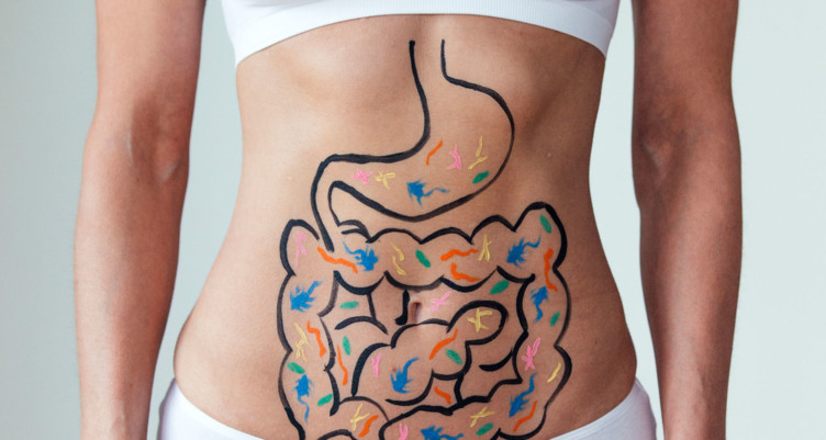 Health anxiety - image of a drawn on gut on a stomach